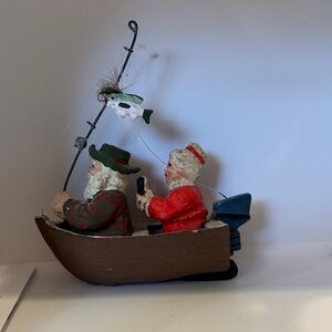 Charming Santa and Mrs. Claus Fishing Figurine